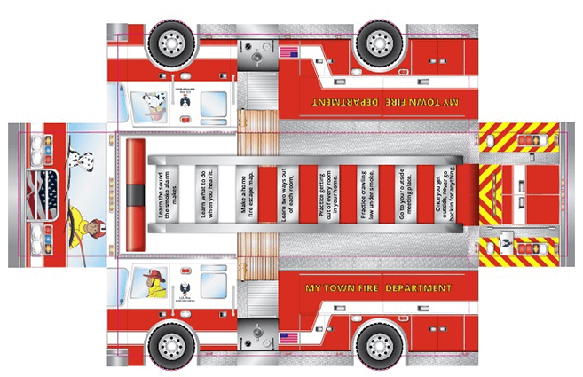 TrySpree - Free Kids Firetruck Foldup Activity Sheet