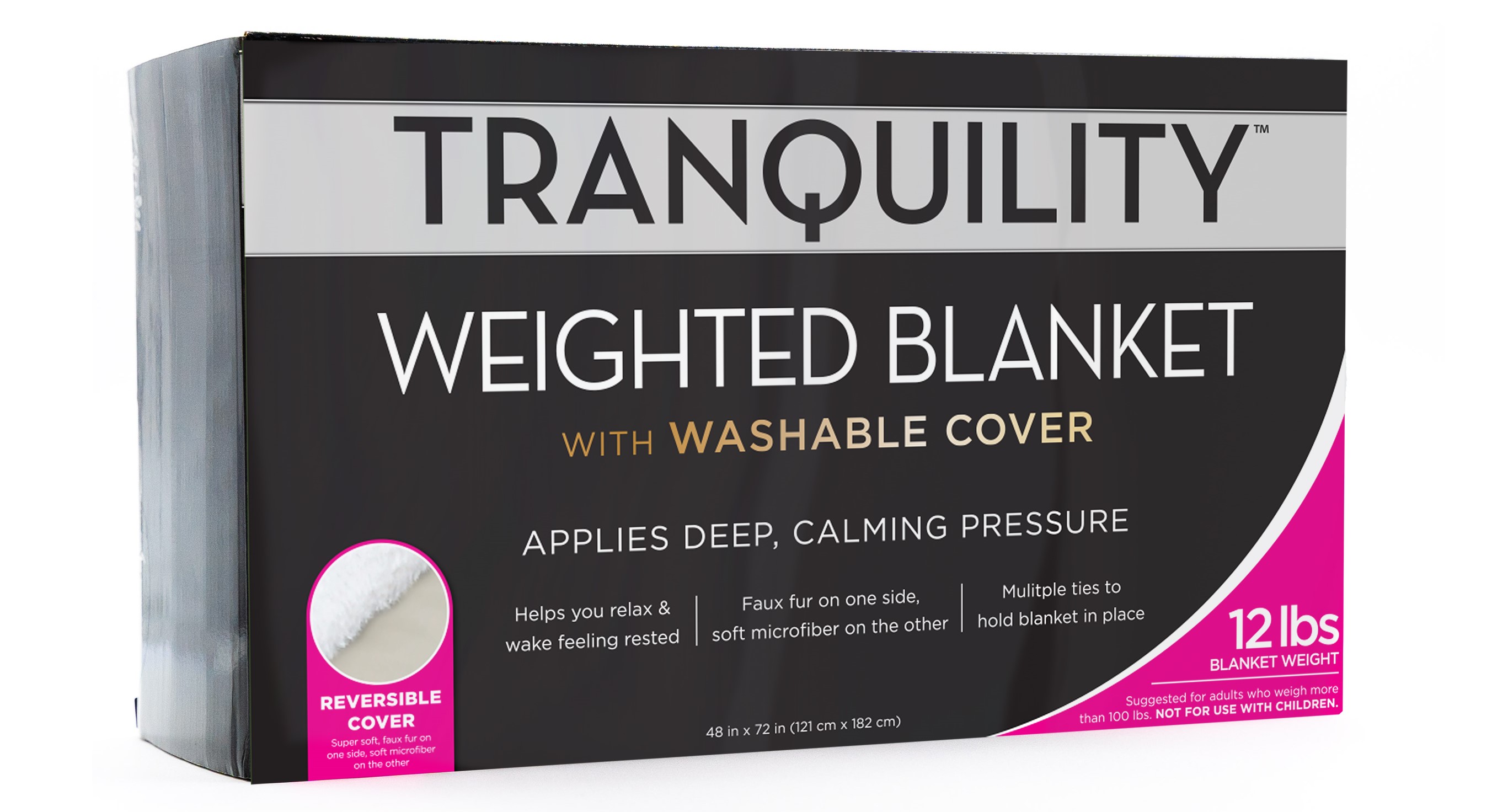 TrySpree 12lb 44″ x 70″ Tranquility Faux Fur Weighted Blanket for