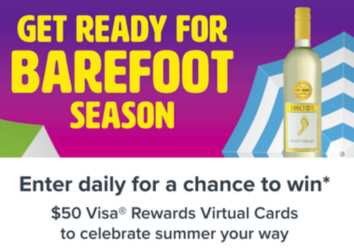 Win a $50 Visa gift card - Barefoot Season Sweepstakes!
