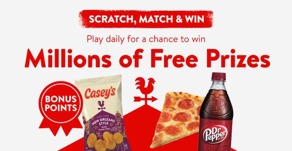 Enter the Casey's Sweepstakes and WIN Free Food, Drinks, Bonus Points & More Instantly!