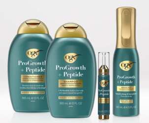 Try OGX ProGrowth + Peptide Haircare — FREE Samples!