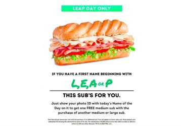 Sub for Free at Firehouse Subs for Any Name that Starts with L, E, A or P