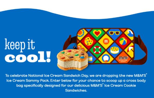 M&M'S Ice Cream Cookie Sandwiches "Sammy Pack" Sweepstakes