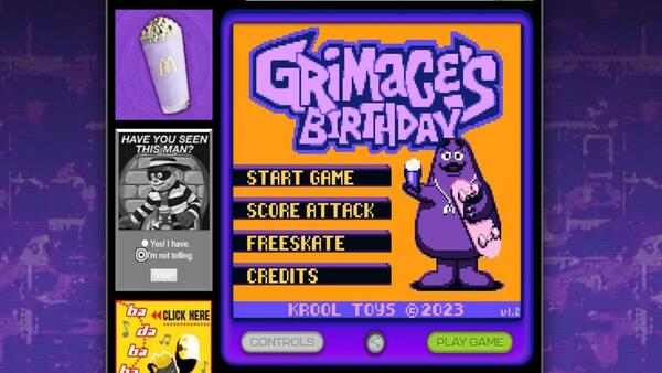 Free Game  - Happy Birthday Grimace From McDonald's