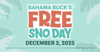 It’s Free Sno Day at Bahama Buck’s – December 2nd! Don't Miss Out!