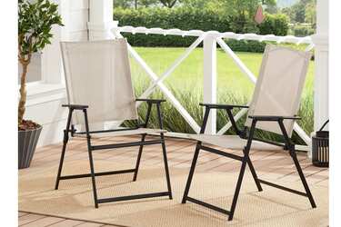 Mainstays Greyson Square Set of 2 Outdoor Patio Steel Sling Folding Chair ONLY $35