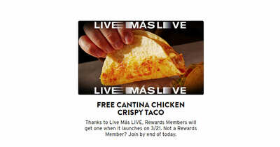 CLAIM your Free Cantina Chicken Crispy Taco at Taco Bell, TODAY!!
