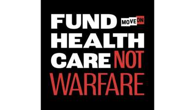 FREE Activist Sticker from MoveOn — Fund Health Care Not Warfare!