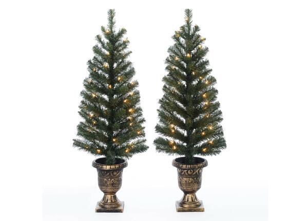 2-Pack 3.5-Foot Pre-Lit Christmas Trees for ONLY $33.98