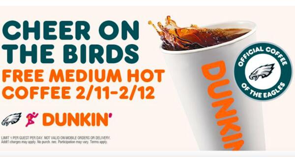 Medium Coffee at Dunkin for Free in Greater Philadelphia Area