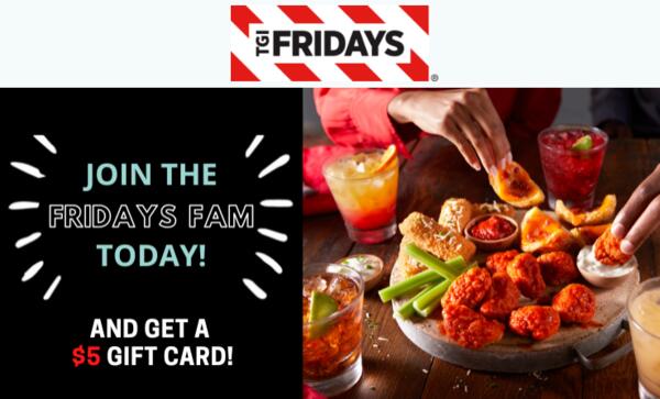 $5 TGI Fridays Gift Card for Free