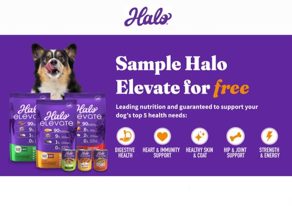 Halo Elevate Natural Dog Food for Free