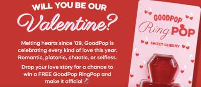 Make Your Valentine’s Day Sweeter — Enter GoodPop’s Sweepstakes!
