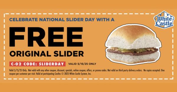 Crave-Worthy! FREE Slider at White Castle on May 15th