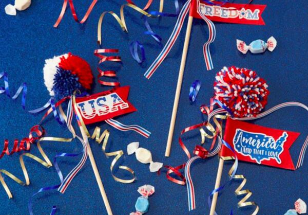Pom-Pom Flags for Free at Michaels