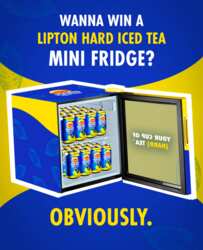 Enter the Lipton Hard Iced Tea Giveaway for a chance to win a Mini fridge! 