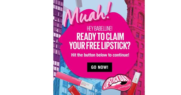 Free Maybelline Lipstick on your Inbox