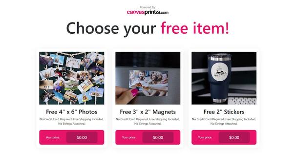 Free Amazing 4x6 prints, 3x2 Magnets or  2" Stickers by Canvas Prints