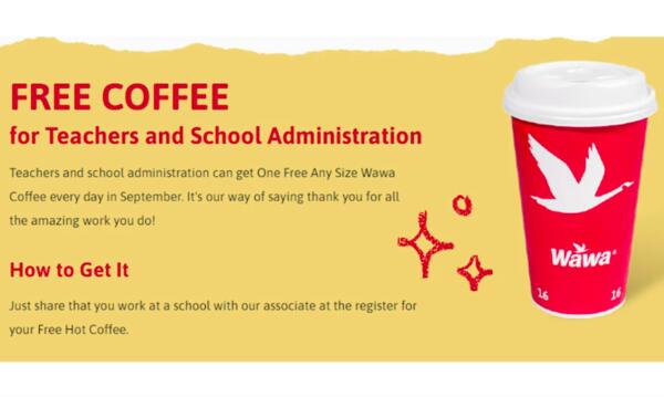 Coffee for Free at Wawa for Teachers & School Administrators