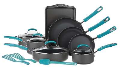 Rachael Ray 15-Piece Cookware Set, Agave Blue for  ONLY $92.42 
