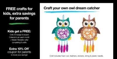  Create Your Own Owl Dream Catcher Craft Kit at JCPenney FOR FREE