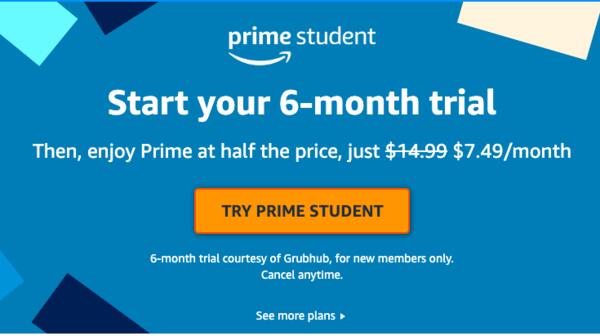6 months of Free Amazon PRIME for Students