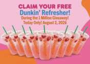Claim Your FREE Dunkin' Refresher During the 1 Million Giveaway!