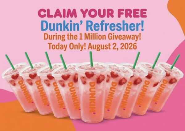 Claim Your FREE Dunkin' Refresher During the 1 Million Giveaway!