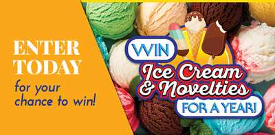 Enter Ice Cream & Novelties Sweepstakes and WIN 1 of 2 Free Ice Cream For a Year!