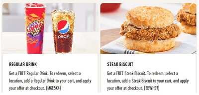 Steak Biscuit and Regular Drink for FREE at Bojangles