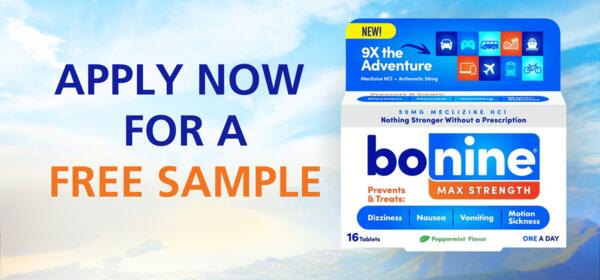 Free Bonine Max Strength Motion Sickness Tablets Sample!