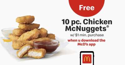 McDonald's Is Giving Away FREE 10-Pc Chicken McNuggets!