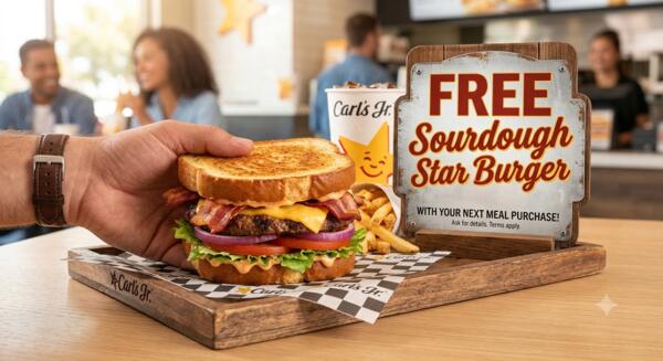 Don’t Miss: FREE Carl’s Jr. Sourdough Star Burger Promotion!