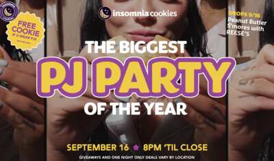 Insomnia Cookies PJ Party — FREE Cookie for You!