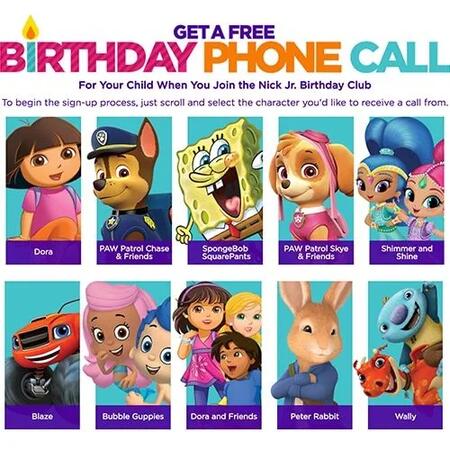 Free Personalized Birthday Phone Call From a Nick Jr Character