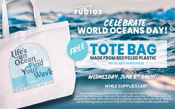 Free Reusable Tote with any Purchase at Rubio’s on June 8th