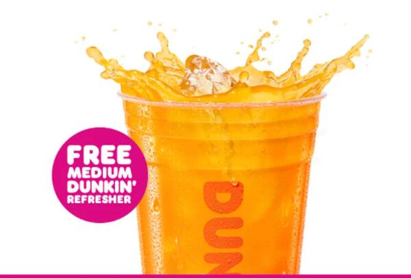 Medium Dunkin' Refresher for Free