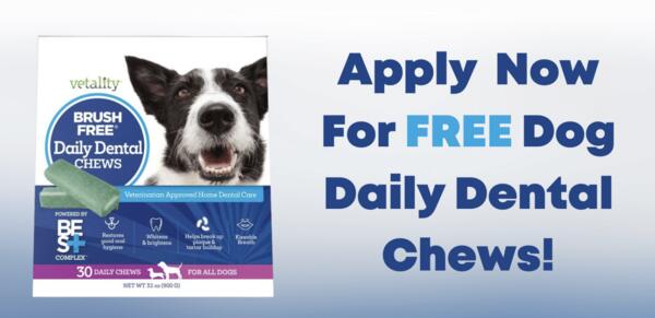 No Brushing Needed – Try Vetality Dog Dental Chews Free!