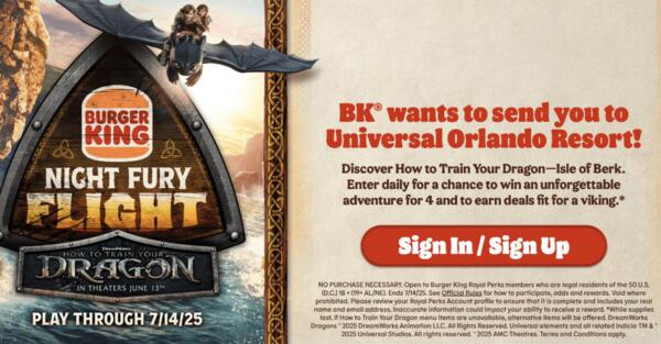 Fly into Fun with the Burger King Night Fury Sweepstakes!
