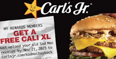 Limited-Time Offer: Free Cali XL Burger at Carl’s Jr.