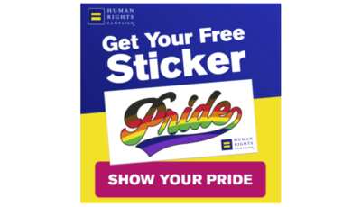 Free Pride Sticker by the Human Rights Campaign