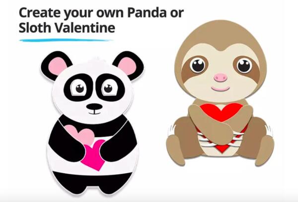 Panda or Sloth Valentine for Free