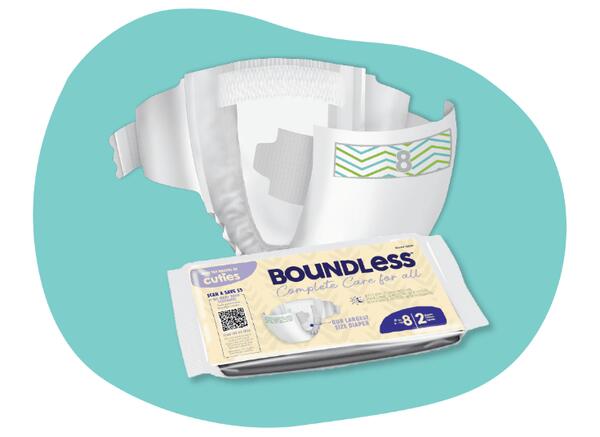 Boundless Size Youth Diaper Sample for Free