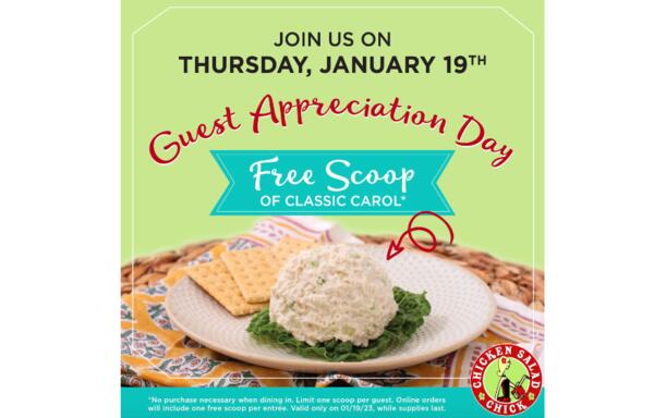 Scoop of Classic Carol for Free at Chicken Salad Chick