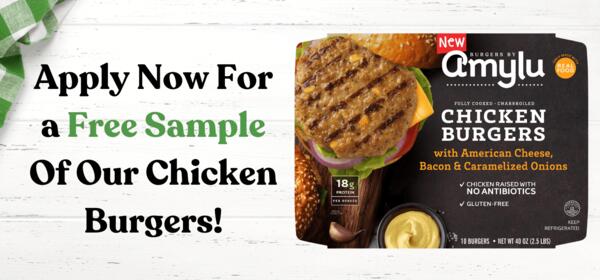 Get a pack of Amylu Charbroiled Chicken Burgers For Free!