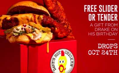 Tender or Slider for Free at Dave’s Hot Chicken