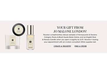 Trio of Jo Malone Samples for Free with Bloomingdale's Registry