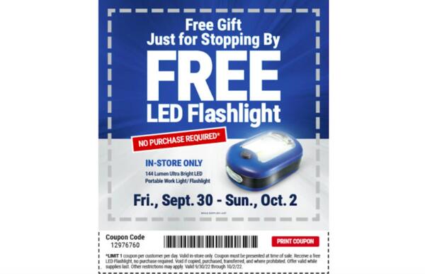 LED Flashlight from Harbor Freight for Free