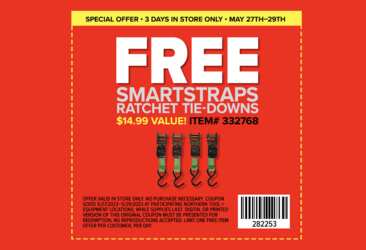 Get a Free Set of Four SmartStraps Ratchet Straps from Northern Tool